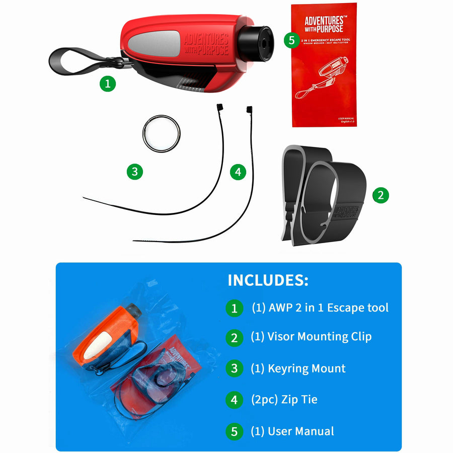 Spring Window Breaker 2-in-1 Emergency Window Breaker & Seatbelt Cutter – Adventures With Purpose