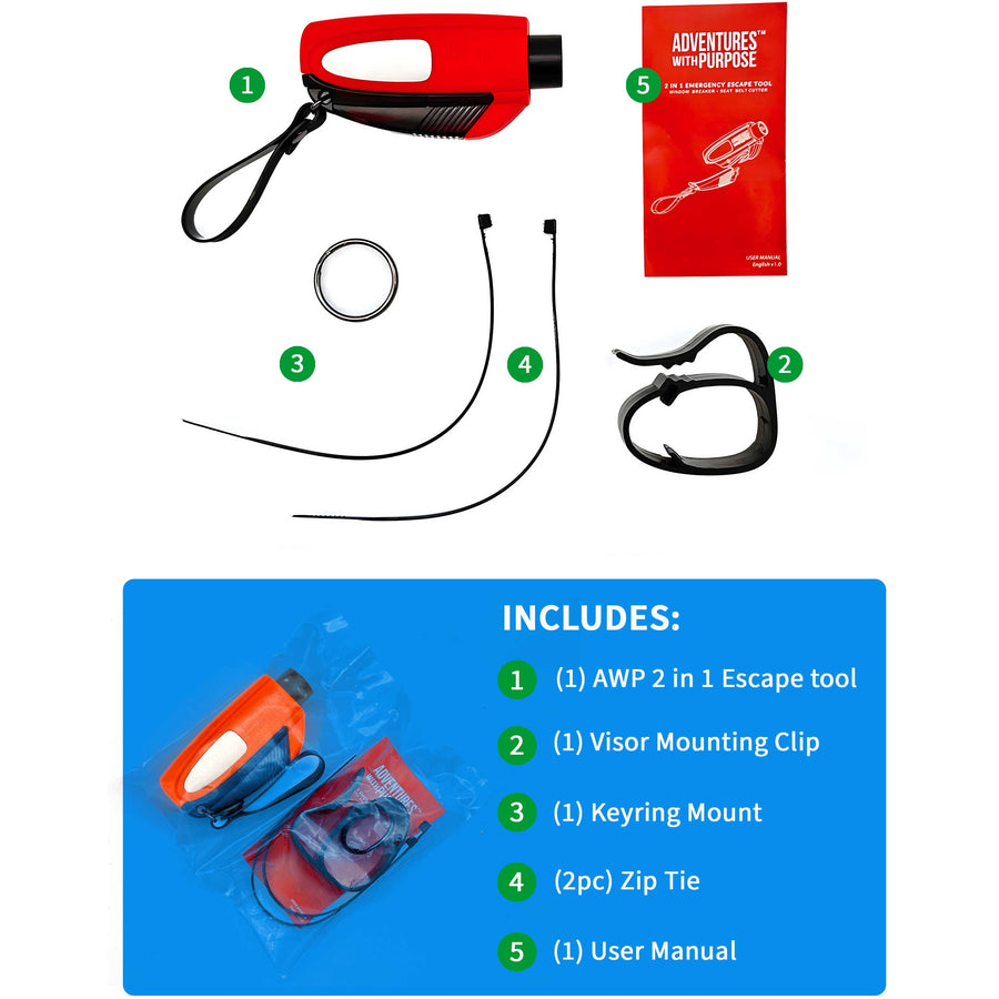 2-in-1 Emergency Window Breaker & Seatbelt Cutter – Adventures With Purpose